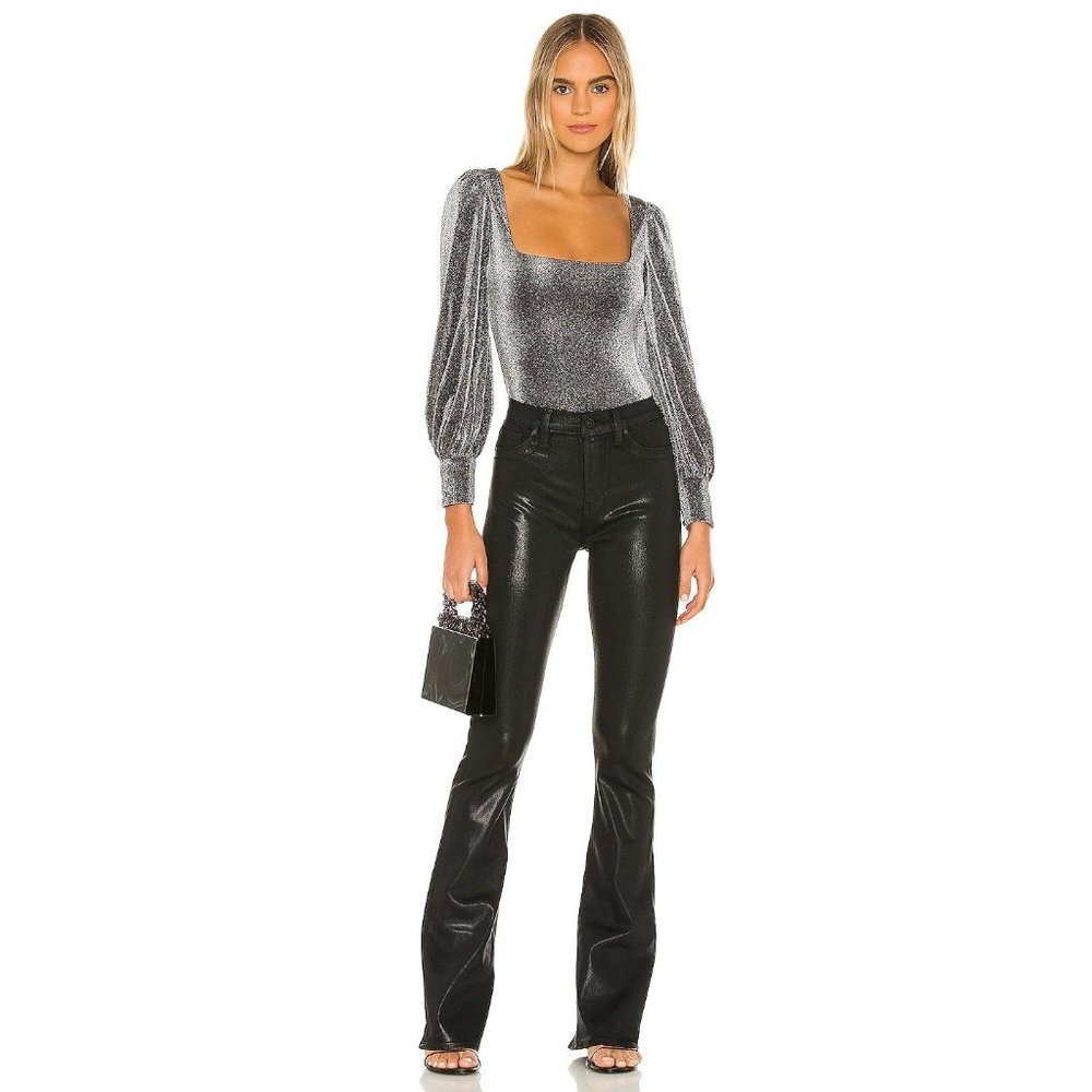Lovers + Friends Jasmine Bodysuit Metallic Silver Women's Size Small - Picture 2 of 11